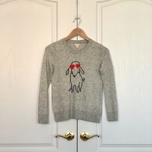 Gray Dog with Red Heart Eyes Sweater